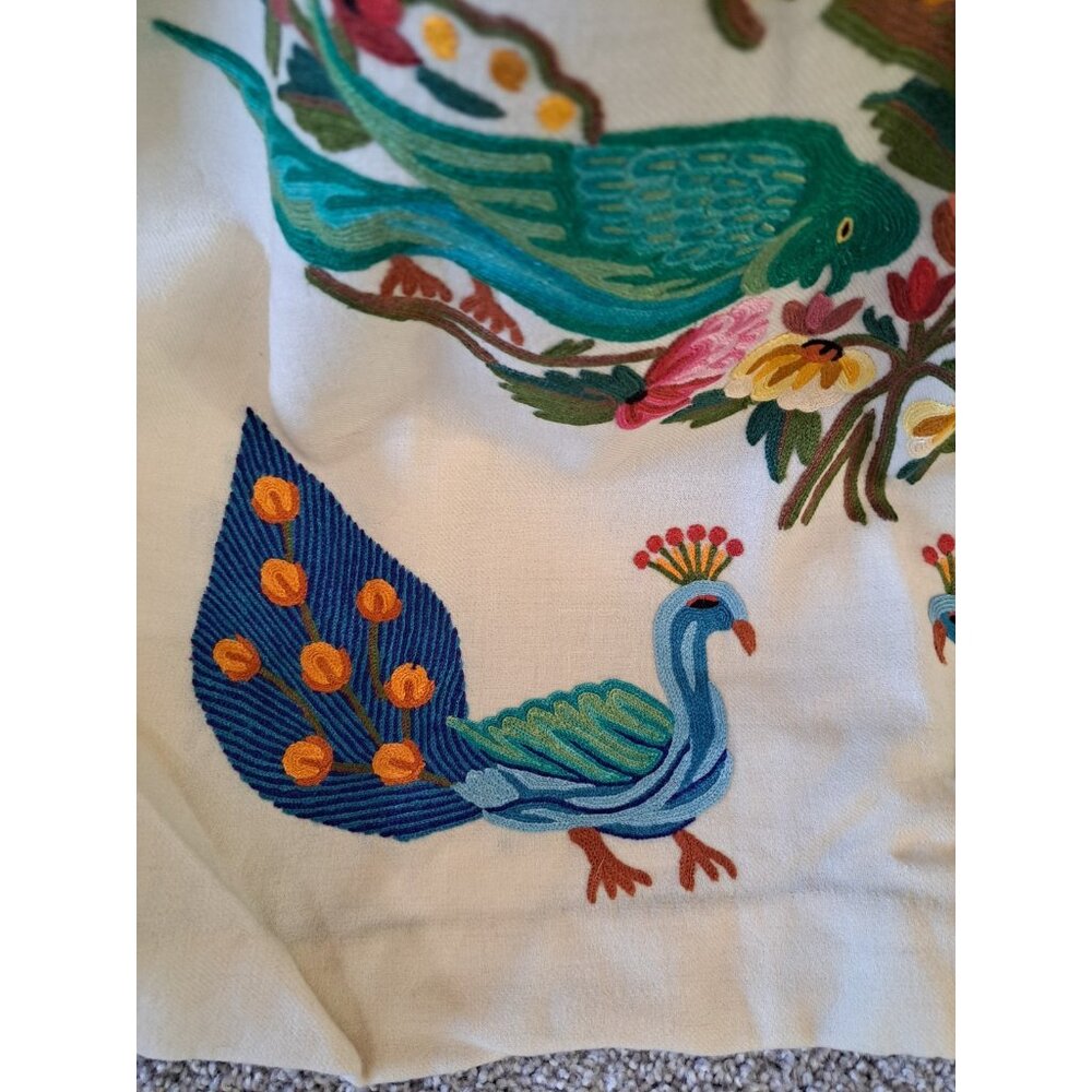 Heavily Embroidered Kaftan Maxi Dress Women's S Multicolor Peacock Bird Floral - Picture 4 of 12